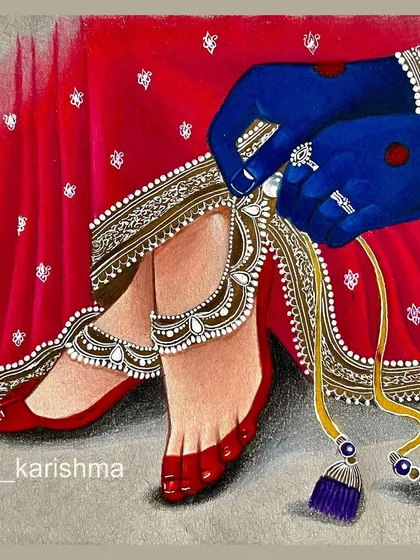 "Prem poora ho to Shri Ram jaisa ho, aur adhoora ho to Radhe Shyam jaisa ho!" (If love is to be complete, let it be like Shri Ram's, and if incomplete, let it be like Radhe Shyam's!) A piece inspired by divine love.