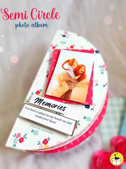 The cover of my 'Semi Circle' photo album, a really unique and hatke design to celebrate your memories.