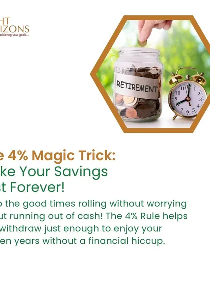An explanation of the "4% Rule," a simple trick to help make your retirement savings last. This rule helps you determine a safe withdrawal rate to enjoy your golden years without the worry of outliving your money.