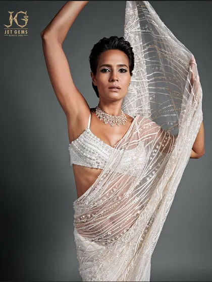 An illuminating symbol of grace. Model Dilnaz Karbhary embodies ethereal beauty, adorned with my magnificent multi-strand diamond necklace that drapes like liquid light.