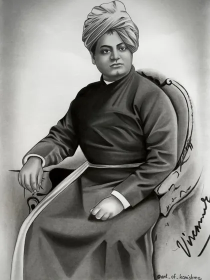 "We are what our thoughts have made us; so take care about what you think." A portrait of Vivekananda, created as a paid commission. It was an honor to sketch such an inspiring figure.
