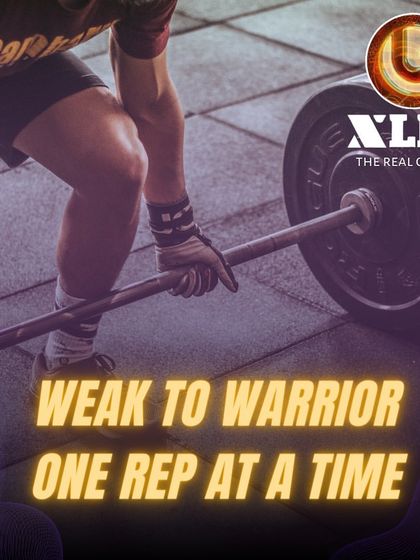 Weak to Warrior, one rep at a time. A motivational graphic for our new gym opening.
