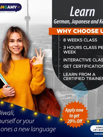 This Diwali, gift yourself or your loved ones a new language. Our 8-week courses in German, Japanese, and Korean are taught by certified trainers.