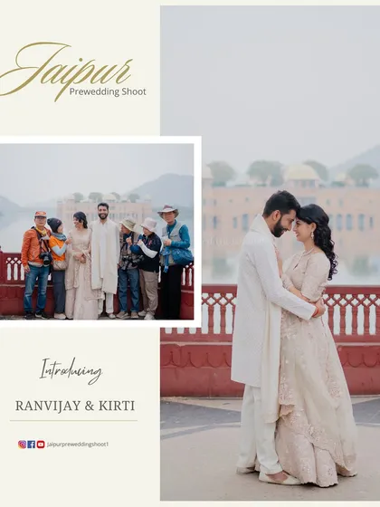 An introductory image for Ranvijay and Kirti, showing a behind-the-scenes moment with our team, highlighting the fun and collaborative nature of our shoots.