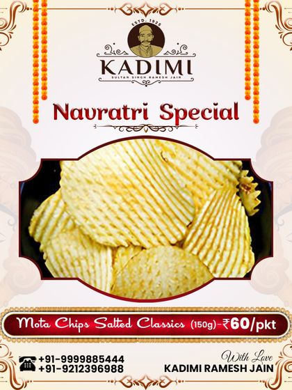 Our Mota Chips Salted Classics are a simple and satisfying snack for Navratri.