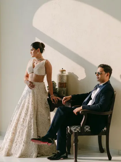 Modern love with an editorial edge. This portrait of Amy and Joe uses strong sunlight and shadow to create a high-fashion feel. It demonstrates my versatility in crafting styled shoots that are sophisticated, artistic, and reflective of a couple's unique presence.