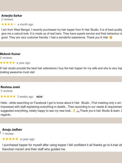 Your words of appreciation are my biggest reward. Reading reviews from clients who feel confident and happy with their new hair toppers and extensions makes all the hard work worthwhile. Thank you for trusting me.