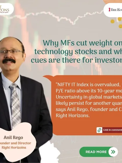 An article featuring our Founder and CEO, Anil Rego, in The Economic Times. He provides his perspective on why mutual funds have cut weight on technology stocks, noting that the NIFTY IT Index is overvalued.