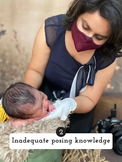 The second mistake is inadequate posing knowledge, which can be unsafe for the baby. My workshops focus heavily on safe, gentle posing techniques that protect the baby’s delicate body while creating timeless images.