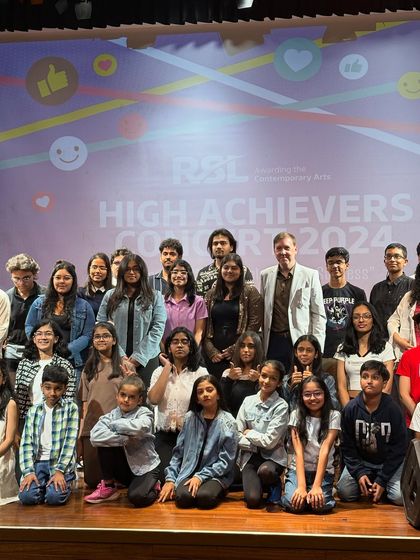 A group photo with the entire team and performers at the RSL High Achievers Concert. Being part of this larger community of talented artists is an inspiring experience for our students and instructors.