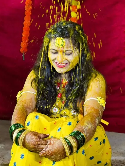 The vibrant and joyful Haldi ceremony in full swing. We capture the energy and brilliant colors of this fun-filled pre-wedding ritual.