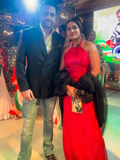 Another shot with Fardeen Khan. I am comfortable and professional when interacting with high-profile personalities.