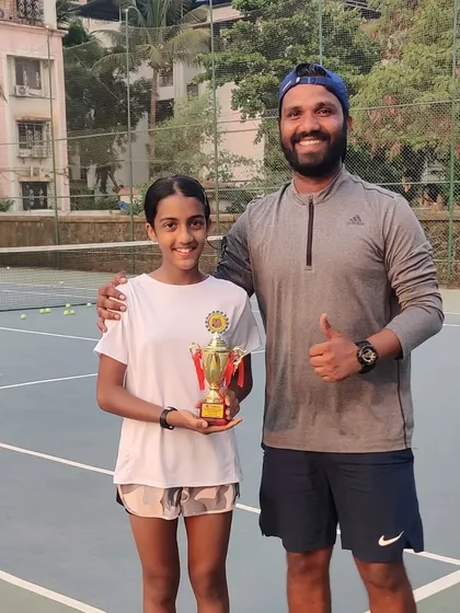 A proud coach with Tuhina Roy and her first runner-up trophy.