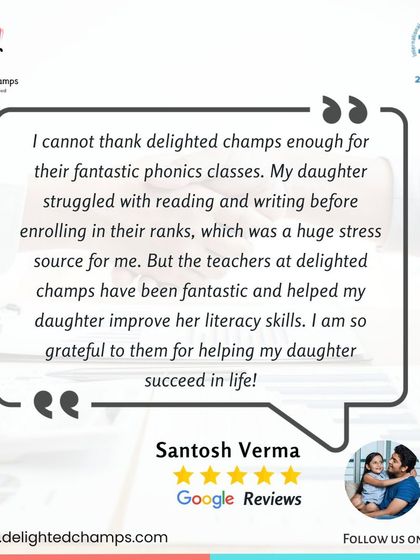 I am so grateful for feedback like this from Santosh Verma. He shares how my phonics classes helped his daughter overcome her struggles with reading and writing, turning a source of stress into a story of success.