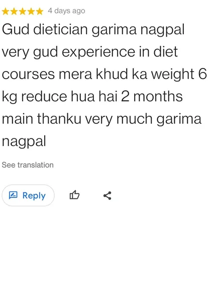 This is what keeps me going. This client lost 6 kgs in just 2 months by following my customized diet course. It shows that with the right plan, you can see real results without feeling deprived.