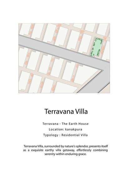 This site plan situates the Terravana Villa within its larger context. It provides essential information about the project's location and typology, setting the stage for the detailed architectural and interior design that follows.