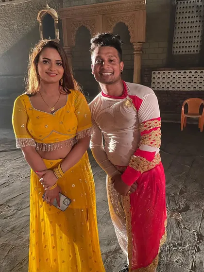 A picture from a night shoot with actress Neelam Giri for an upcoming song. We enjoy the process of creating high-energy dance numbers for music videos.