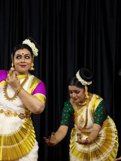 The expressive power of our trio, capturing a moment of storytelling from the "Ashtapadi" at Guruvayur.