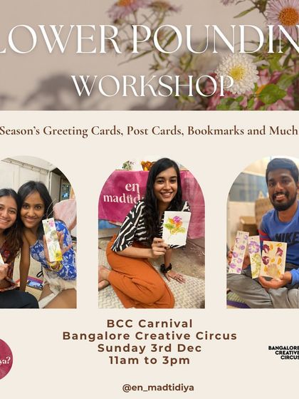 Another look at our workshop flyer, showcasing the beautiful, personalized items you can make. From greeting cards to bookmarks, you can craft unique keepsakes to take home.