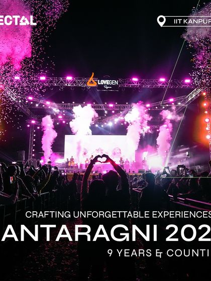 Crafting unforgettable experiences at Antaragni 2023, IIT Kanpur, with a heart-shaped crowd moment and pink pyro.