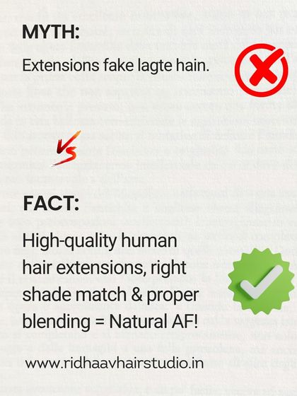 Myth: Extensions look fake. Fact: Our high-quality human hair extensions, when properly color-matched and blended, look completely natural.