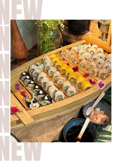 Introducing our latest culinary creation: the Sushi Boat. We artfully arrange a variety of fresh, handcrafted sushi rolls, making for a sophisticated and impressive addition to any luxe gathering or corporate event. It’s a journey of flavor, beautifully presented.