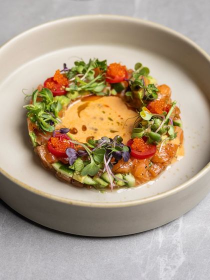 A closer look at our Thai Curried Salmon Ceviche. The soft heat from the curry, the bright lime, and the silken fish come together beautifully.