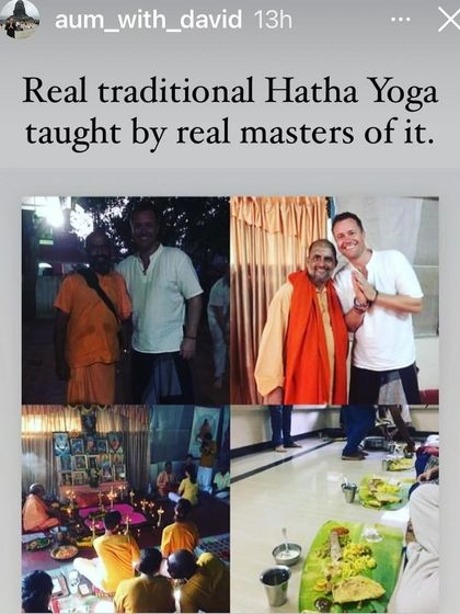 Another view of a student's testimonial collage, capturing moments of teaching, ceremony, and community meals. This reflects the holistic nature of ashram life.