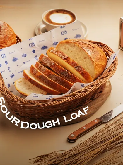 My Sourdough Loaf has a beautiful rustic crust and a soft, airy crumb. It’s naturally leavened and has a wonderful tangy flavor, perfect for toast or sandwiches.