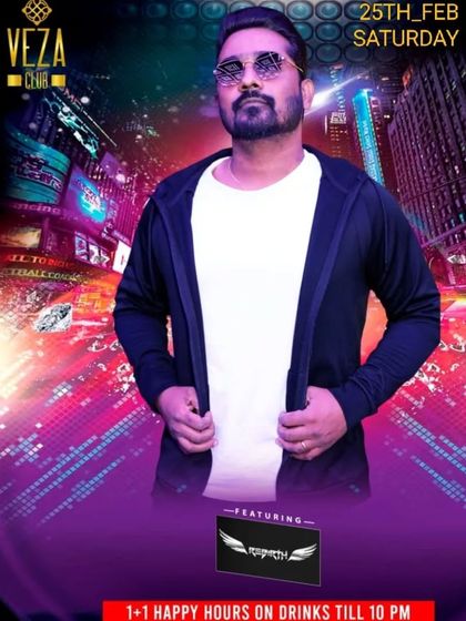 A poster for a Saturday Bollywood Night, showing my regular weekend slots at popular clubs.