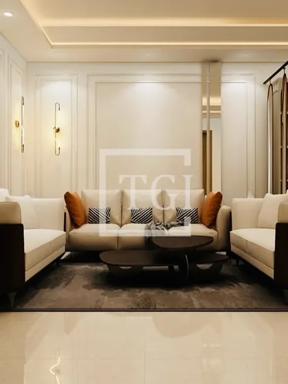 A glimpse into our design process with a 3D visualization for a New Delhi residence. We create photorealistic renders of the living and dining space, allowing clients to see the elegant paneling, modern furniture, and ambient lighting before any work begins.