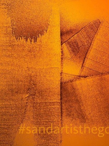 Another untitled abstract piece exploring geometric forms. The cross-like shape and grainy texture are central to this composition, which is part of my sustainable art series.