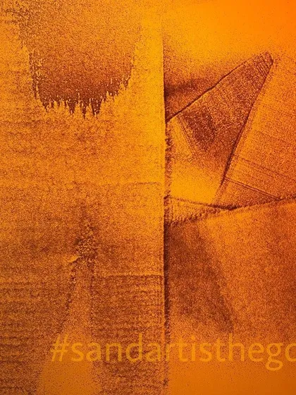 Another untitled abstract piece exploring geometric forms. The cross-like shape and grainy texture are central to this composition, which is part of my sustainable art series.