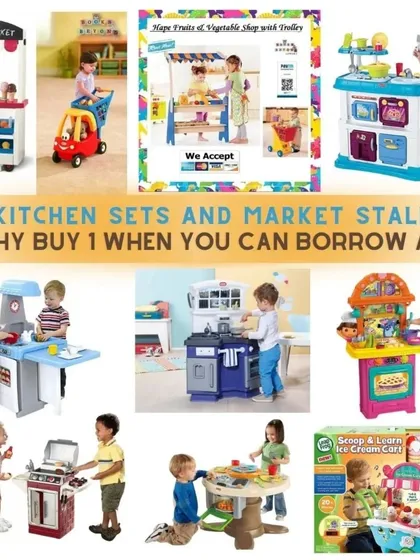 Will they be a chef or a shopkeeper today? With my collection of kitchen sets and market stalls, your child's imagination is the only limit. Renting means you can swap sets to keep pretend play fresh and exciting.