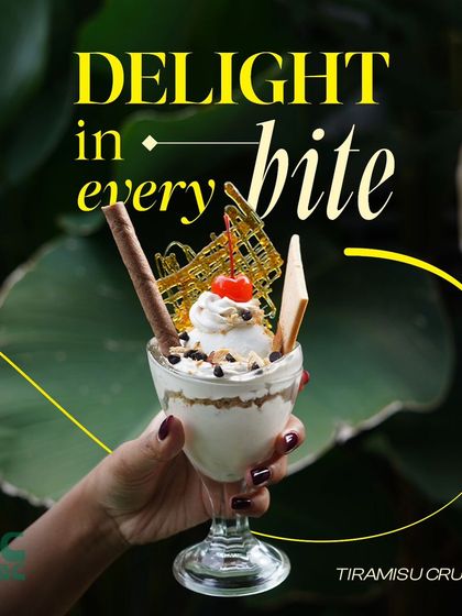 Our Tiramisu Crumb is a deconstructed take on the classic dessert. It's a delightful mix of coffee-soaked crumbs, creamy mascarpone, and a cherry on top.