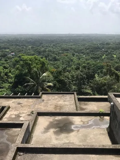 The flat concrete roofs of the original Villa Toshi structure, before the addition of the rooftop gardens. This image highlights the dramatic transformation achieved through our integrated architecture and landscape design.