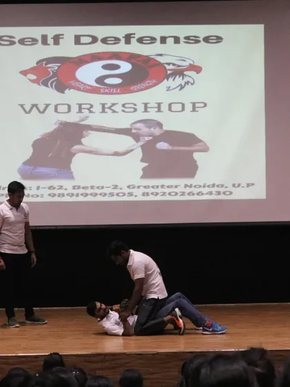 Demonstrating a ground control position during a self-defence workshop. Knowing how to handle a fight on the ground is a non-negotiable skill.