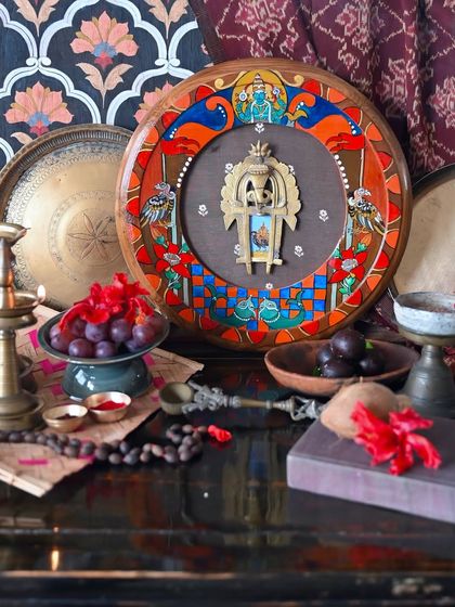 The Ketu frame, presented with offerings that symbolize endings and salvation. The artwork is a tribute to the south node of the moon, representing intellect, liberation, and the journey towards spiritual disenchantment.