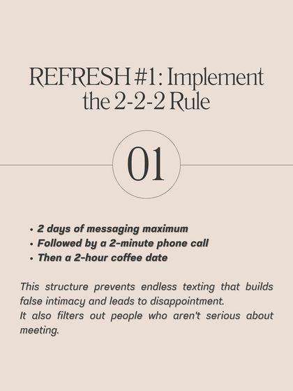 **Feeling dating app burnout? Here are three ways to refresh your approach.** Dating apps are designed to keep you swiping, creating a dopamine response similar to gambling. To reclaim your agency, implement the 2-2-2 rule to move from texting to meeting, switch to values-based filtering, and create a rejection resilience practice.