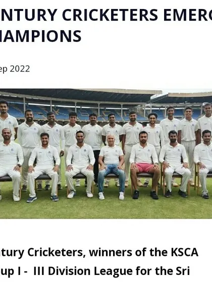 The result of hard work and strong fundamentals. This is the Century Cricketers team after winning the KSCA Group I - III Division League. I am proud to have coached these champions.