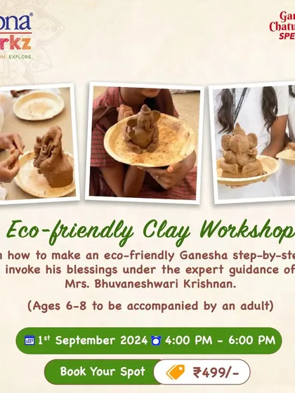 Celebrate traditions with a creative and eco-friendly twist! Our Clay Ganesha workshop is a seasonal favorite, where families learn to sculpt their own idols using natural clay. It's a beautiful way to connect with culture and care for our planet.