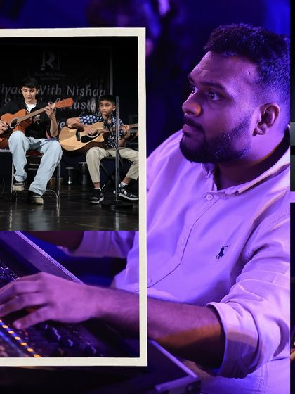 A glimpse of our guitar duo and the sound engineer working his magic behind the scenes to ensure a flawless show.