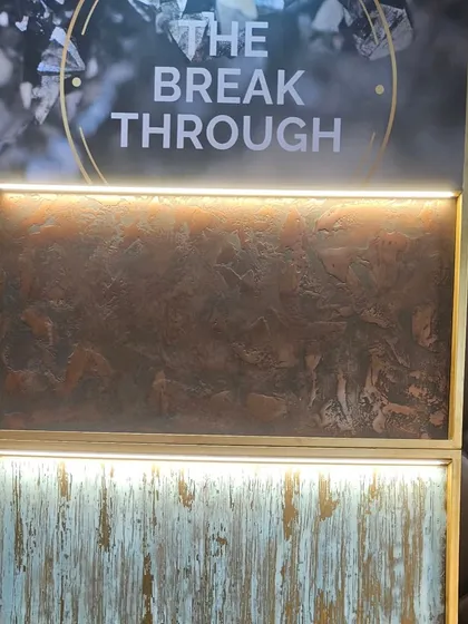 'The Breakthrough' series from Arrcoat, featuring finishes that mimic oxidized metal and distressed wood. These are perfect for industrial or rustic-chic interiors.