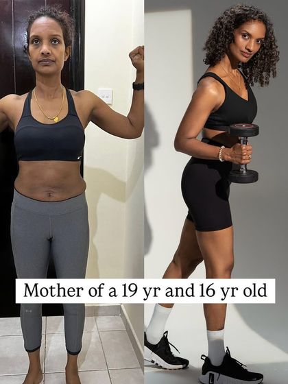 A powerful before-and-after of a mother of a 19 and 16-year-old, demonstrating that age is not a barrier to achieving peak fitness. She built strength and confidence through a sustainable plan.