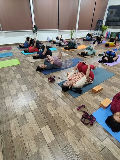 A shot from our evening class, which runs from 6-7 pm. The studio is filled with students of all ages and backgrounds, all committed to their practice.
