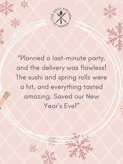 Another happy customer: "Planned a last-minute party, and the delivery was flawless! Saved our New Year's Eve!"