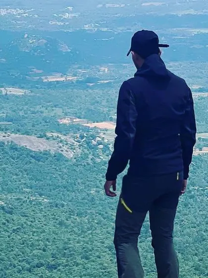 A similar shot from the back at Shivagange, showing the vastness of the plains stretching to the horizon.