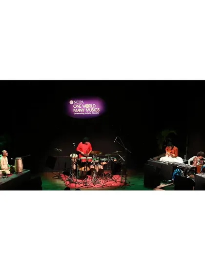 On stage at the NCPA for their "One World Many Musics" series with the Dipesh Varma Collective. It's a joy to be part of ensembles that explore the fusion of Hindustani, Carnatic, and world music.