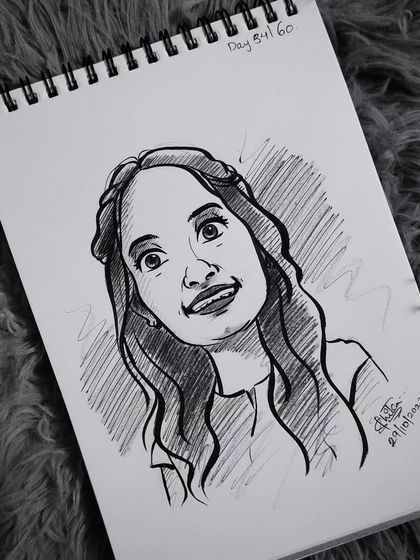 This caricature captures a look of happy surprise. These expressive drawings are what make caricatures such a fun art form.