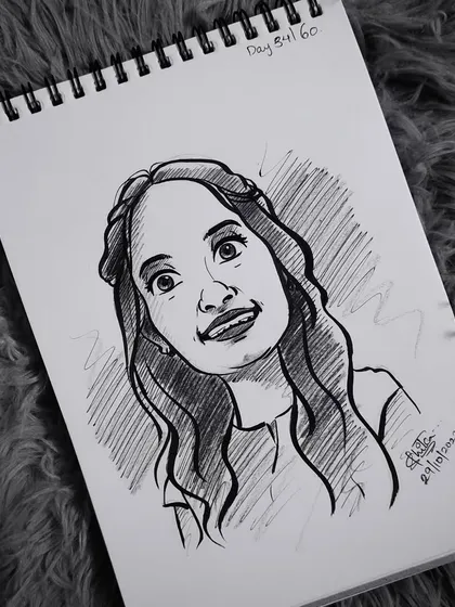 This caricature captures a look of happy surprise. These expressive drawings are what make caricatures such a fun art form.